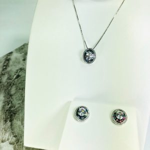 Conjunto Rodio Zirconias Brancas