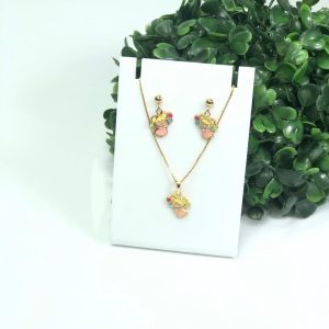 Conjunto Infantil Menina e Balões Semijoia Dourada