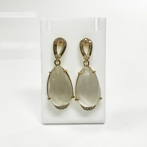 Brinco Cristal e Zirconias Semijoia Dourada