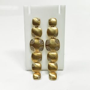 Brincos Semijoia Plaquinhas Douradas Zirconias