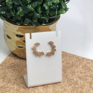 Brinco Folhas com Zirconia Semijoia Dourada