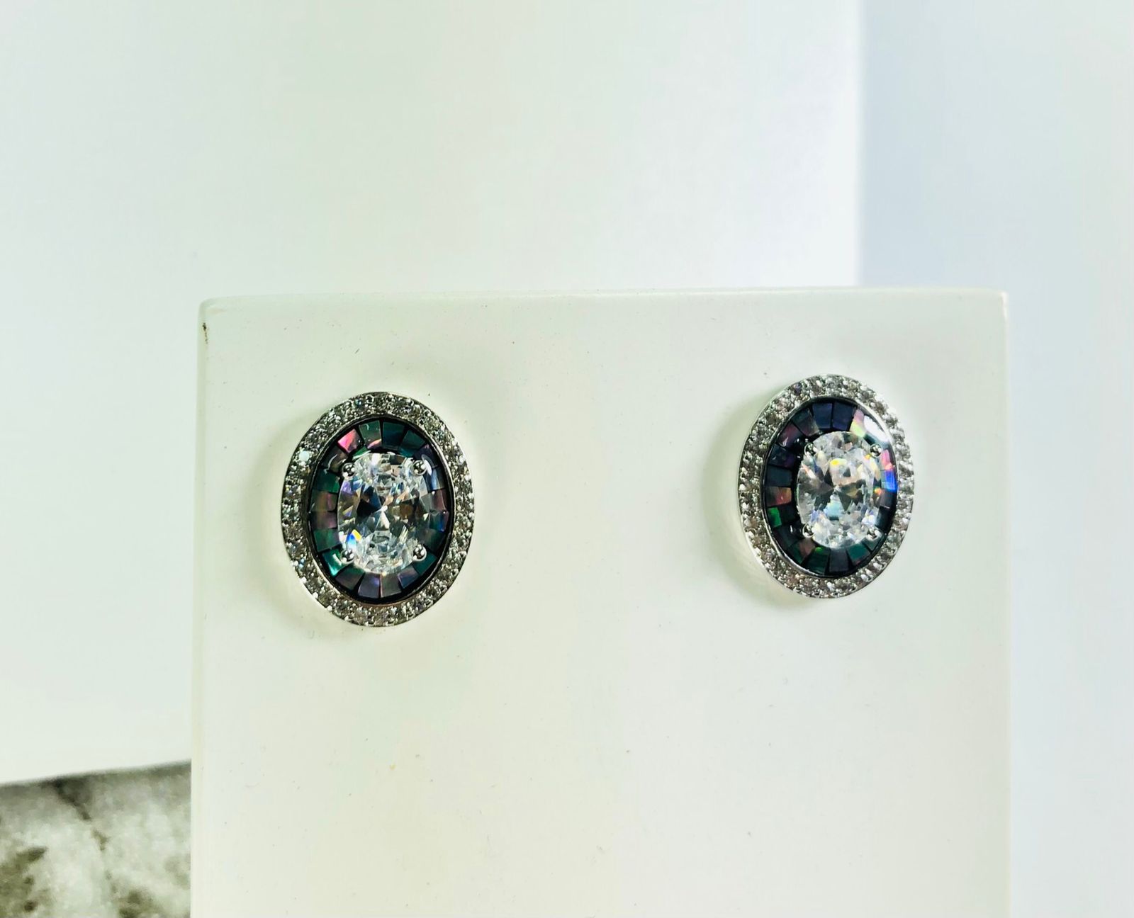 Conjunto Rodio Zirconias Brancas - Imagem 3